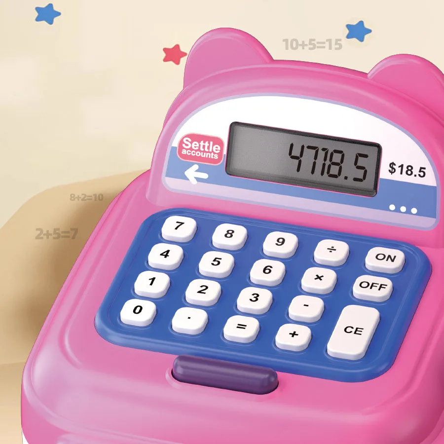 Children Cash Register Play House Toys Girls Simulation Supermarket Fun Scanning Card Brush Microphone Puzzle Birthday Gifts