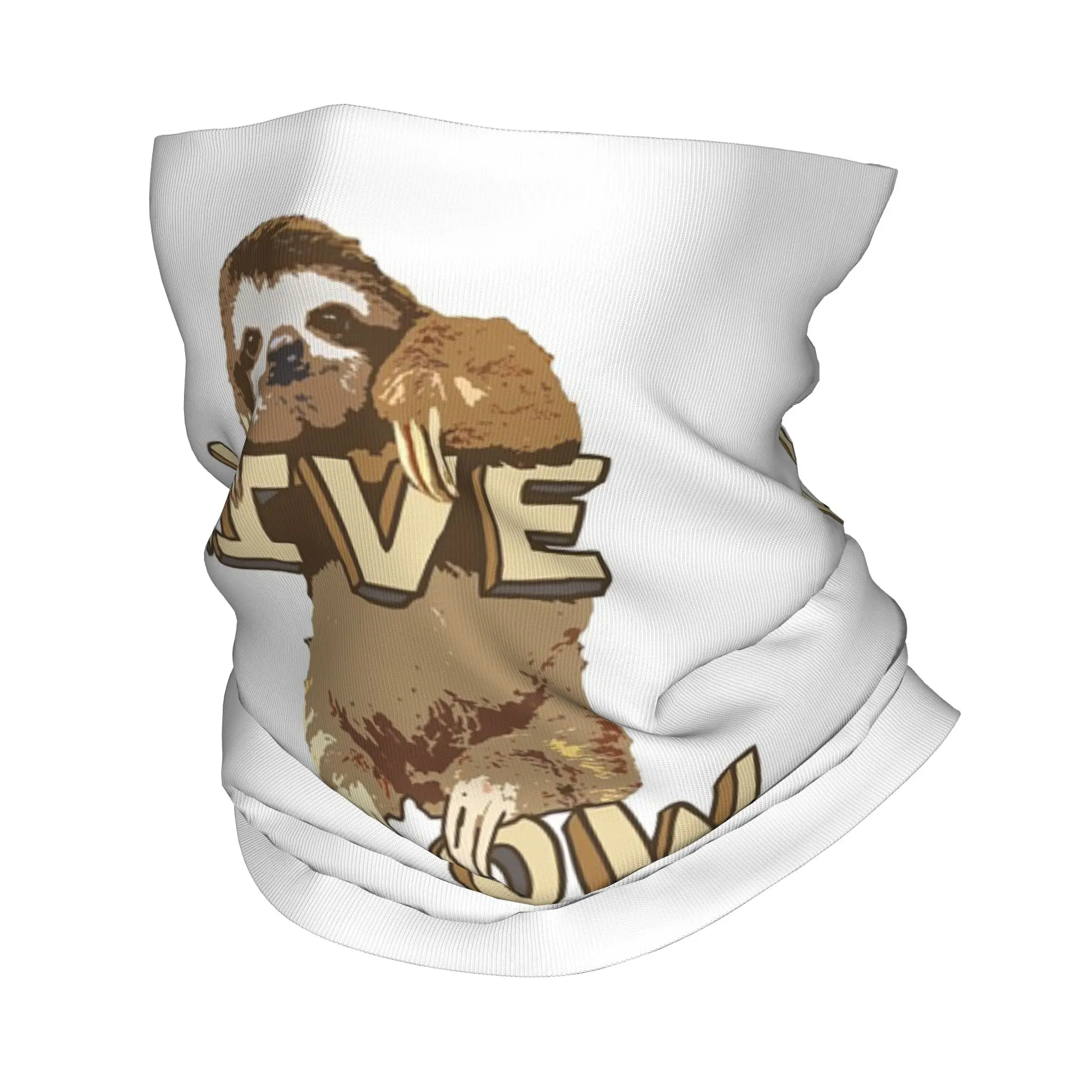 Cute Sloth Live Slow Bandana Neck Gaiter Printed Wrap Scarf Multi-use Face Mask Hiking Fishing For Men Women Adult
