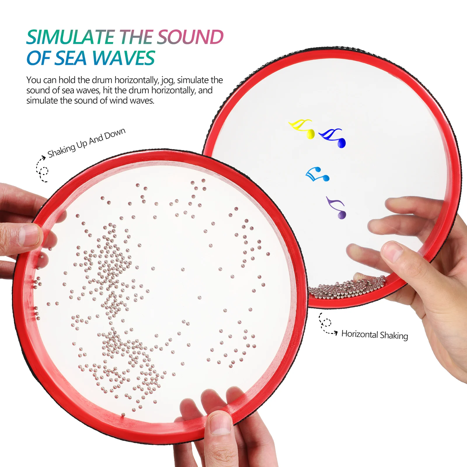 

2 Pcs Surf Drum Ocean Wave Instrument Drums Sea Sound Waves Percussion That Sounds Like with Beads Kid Hand Automatic Baby