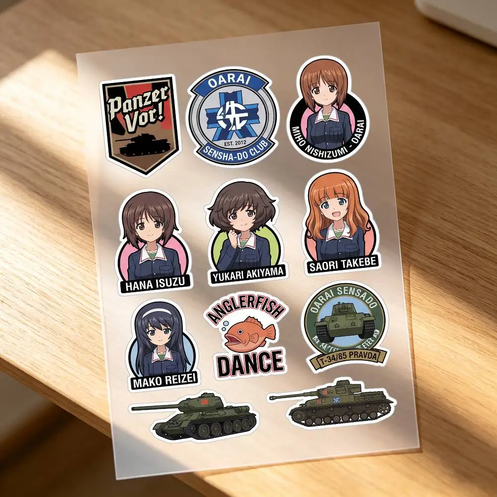 Anime Girls Und Panzer Motorcycle Stickers Car Body Vinyl Stickers Laptop Wall Decals Car Modification Accessories
