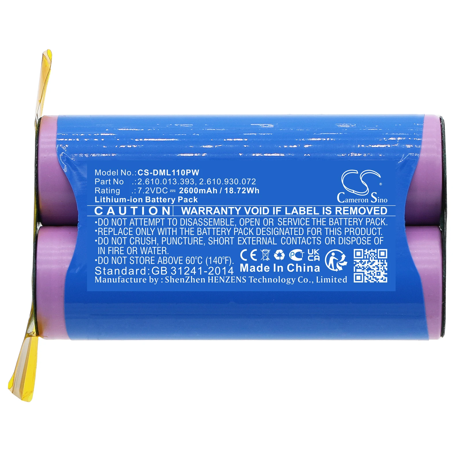 

Li-ion Power Tools Battery for DREMEL, 7.2V, 2600mAh, Compatible Models: 1100-25, 1100LI, 1120, Driver 1120, Stylus 1100