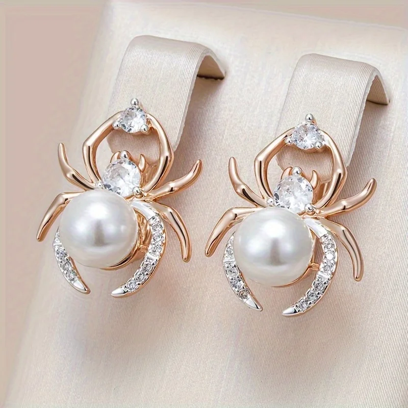 Modischer Spider-Stil, kombiniert mit künstlichen Perlen und synthetischem Zirkonia für den täglichen Gebrauch von Damen als Schmuck, Accessoires und Geschenke