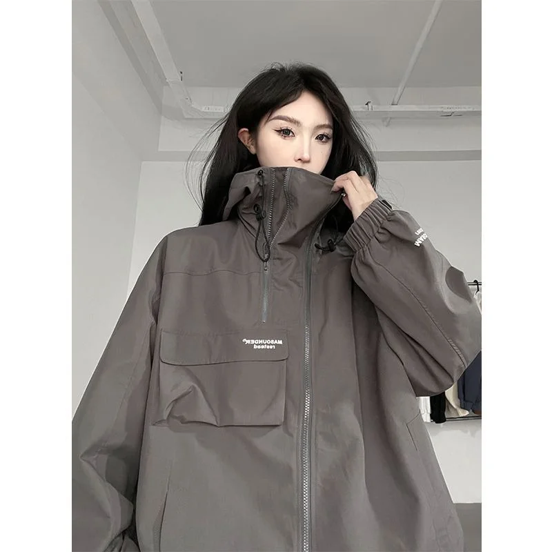 

Loose Men's Autumn Winter Jaet 300 Pou Hooded Korean Sle Casual Workwear Windbreaker Faionable Youth American Sle