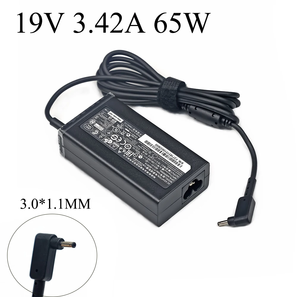 19V 3.42A 65W 3.0*1.1mm Laptop AC Power Adapter Charger For ACER Aspire S3 S5 S7 P3 Iconia C740 C720 Tab W500 W700 C740 C910 New