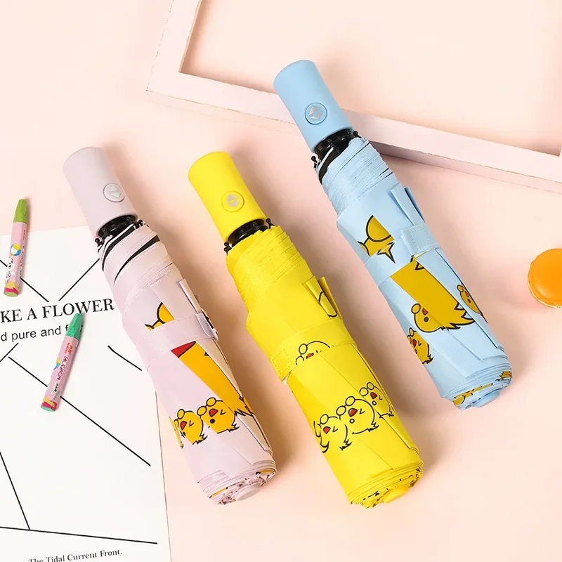 Folding Umbrella,Little Yellow Duck,Automatic Sunshade,Rain and Wind Resistance,student,Portable adult umbrella for travel