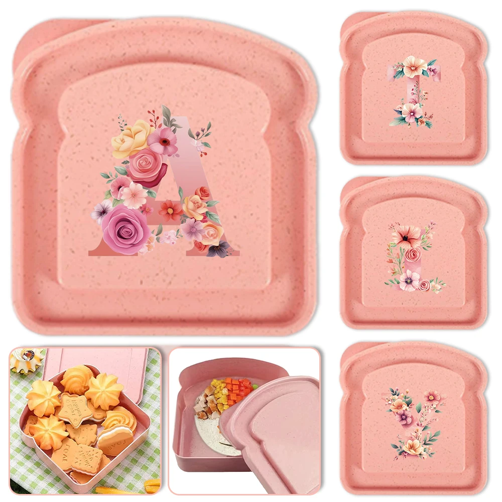 Toastbox, Frischhaltekoffer, Brot-Aufbewahrungsbehälter, wasserdicht, staubdicht, tragbar, tägliches Küchenzubehör, rosa Rosenmuster