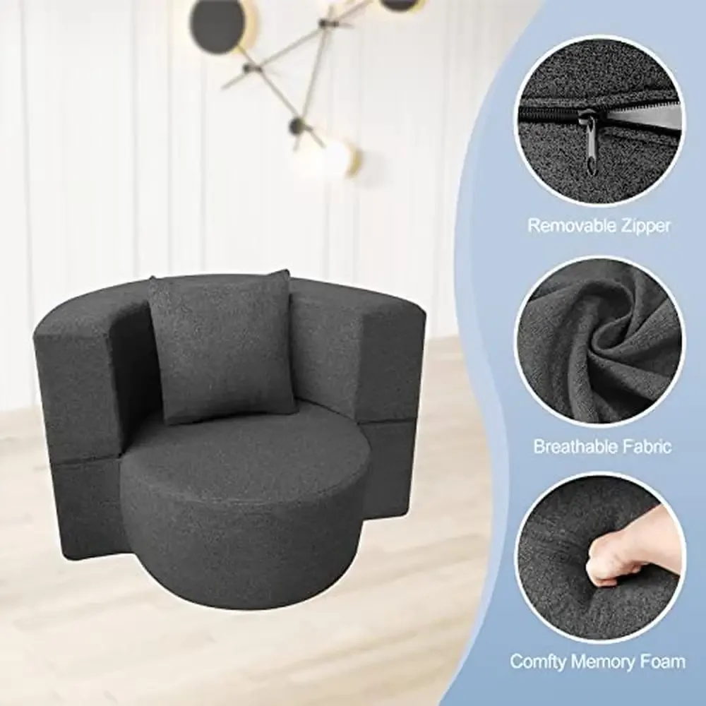 Modern Folding Memory Foam Sofa Chair with Pillow Floor Futon Lounge Washable Cover Portable and Stylish Ideal Home Office