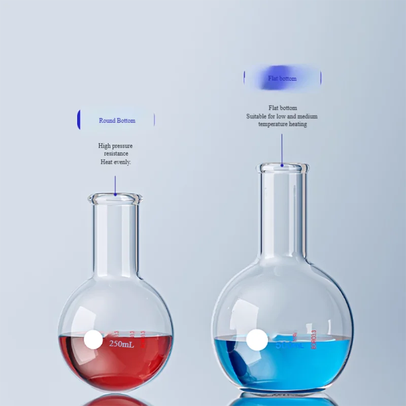 Imagen 6: Matraz de fondo redondo de vidrio de cuello largo, fondo plano de boca única, matraz de destilación de 150/250/500/1000ml, botella de bola experimental