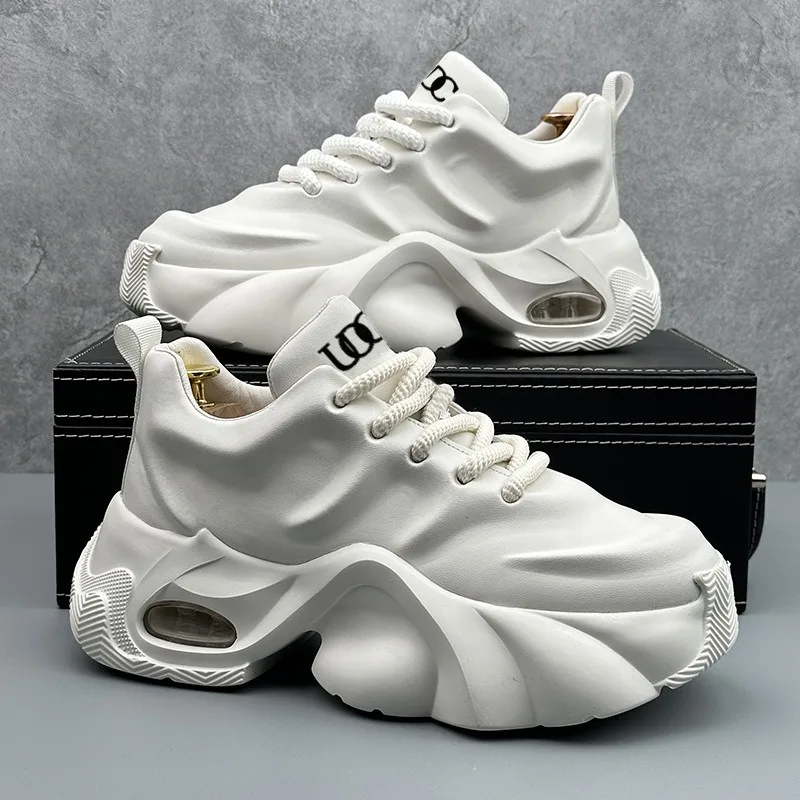 

2026 Mens Breathable Vulcanized Shoes Non-Slip Wear-Resistant Leather Men Platform Sneakers Fashion Versatile Casual Shoes 39-46