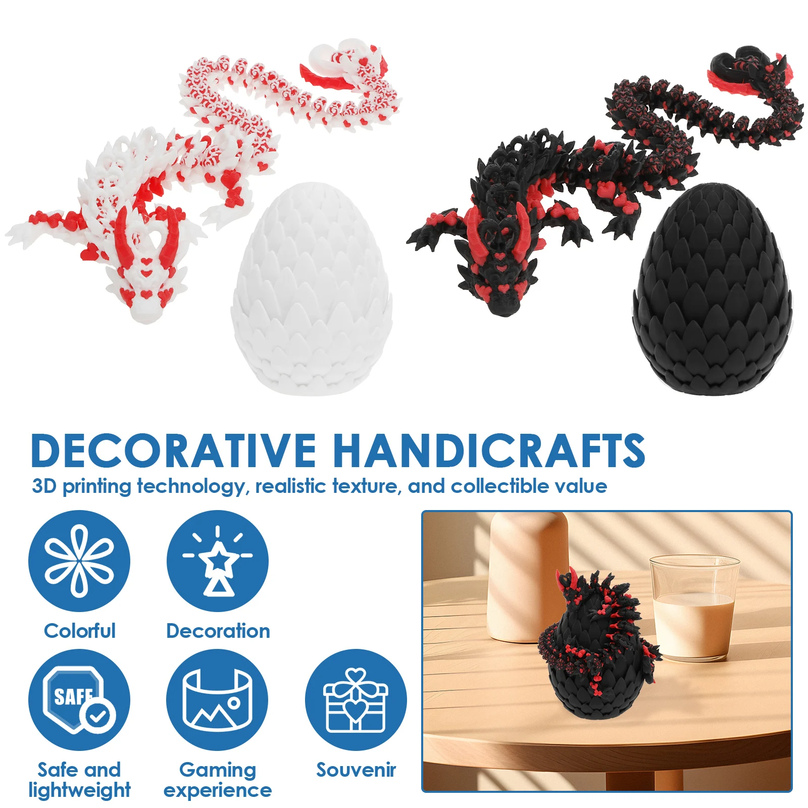 

Printing ornaments Love Dragon Crafts With Seamless Dragon Scale Egg Multipurpose 3D Dragon in Egg for Office Decoration