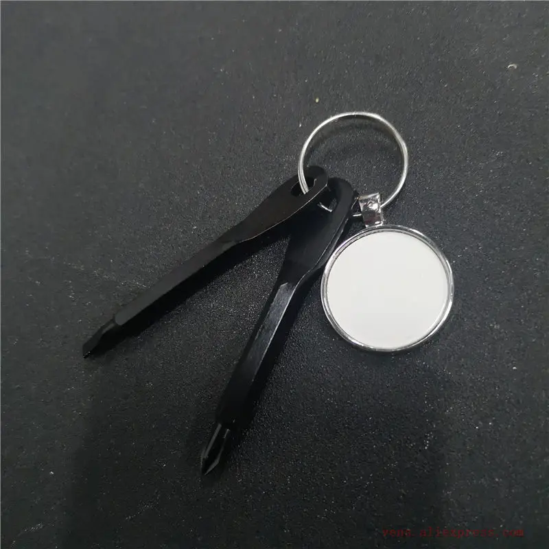 sublimation blank bolt driver tool dad keychain with round charm 20pcs/lot