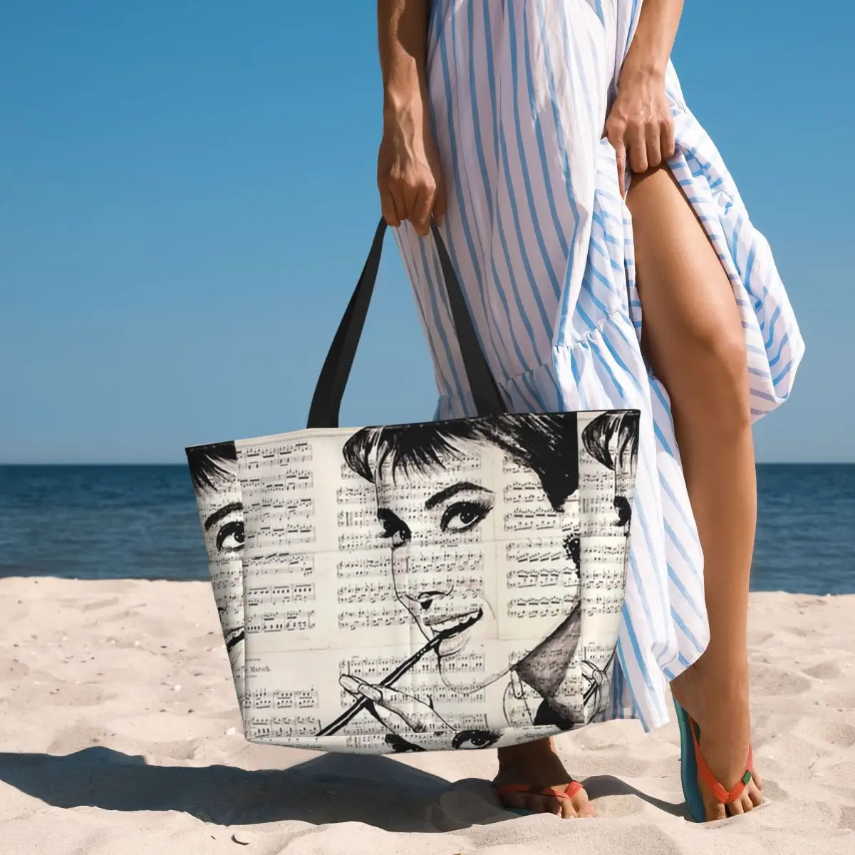 

Audrey Hepburn Beach Tote Bag Sport Gym Yoga Duffle Large Tote Bag Women Travel Bag Fitness bag