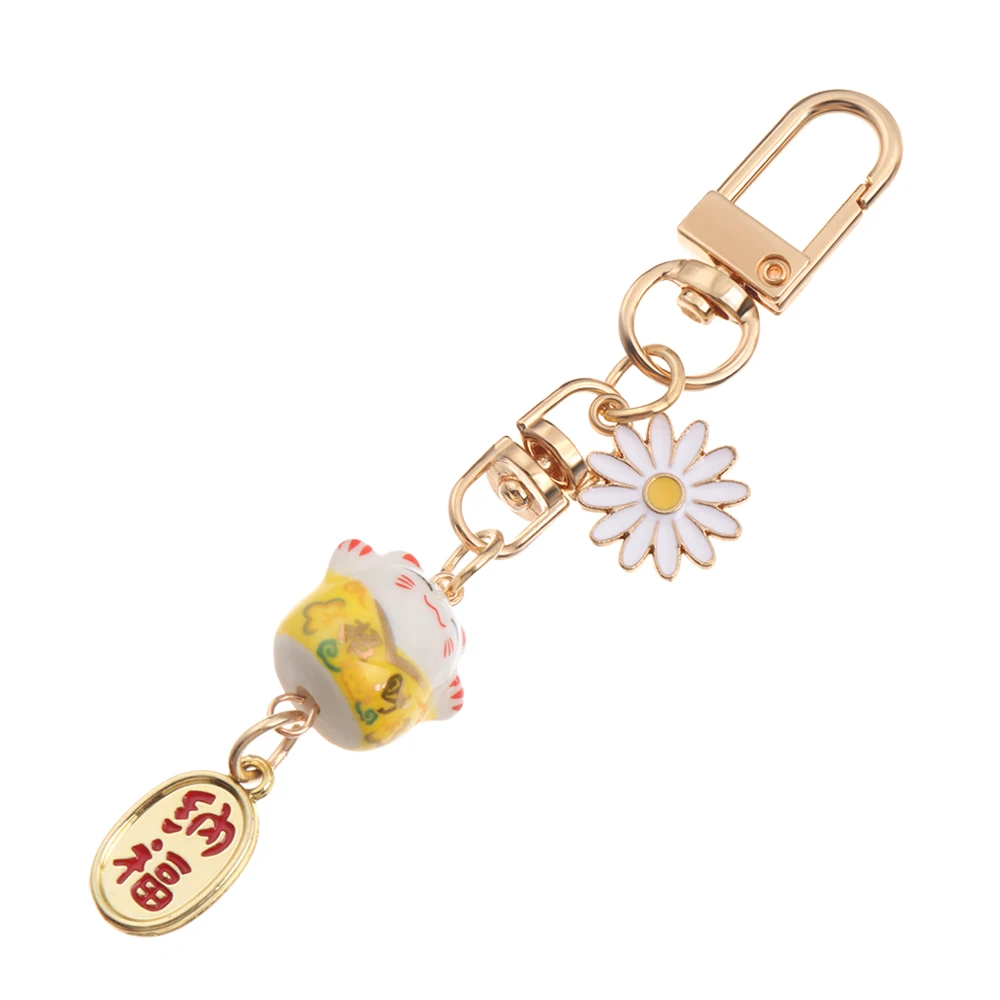 

Couple Gift Cute Car Bag Pendant Cartoon Lucky Cat Keychain Fortune Cat Japanese