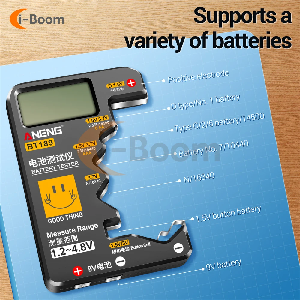 Imagem -05 - Testador de Bateria Display Lcd Voltímetro Universal Exibição de Eletricidade Pilhas Botão aa Aaa Bt189 1.5v 3v 3.7v 4.8v 9v