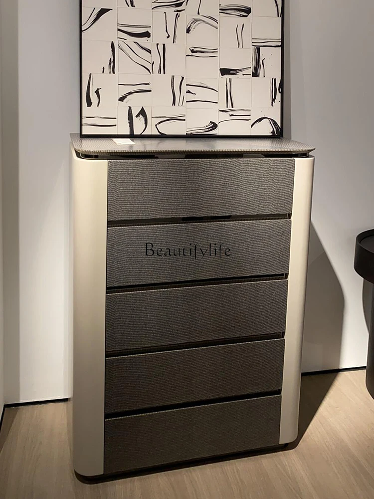 

Italian light luxury solid wood chest modern simple designer bedside low TV cabinet