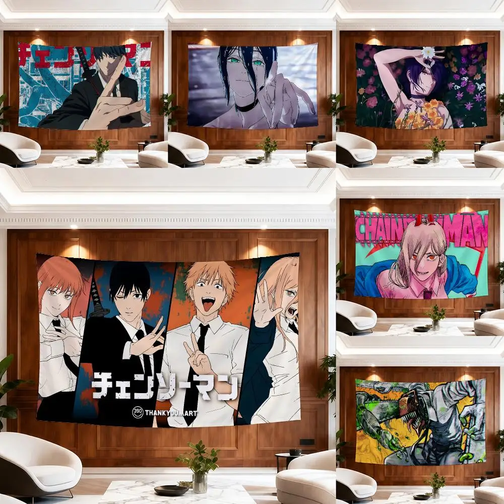 Cartoon C-Chainsaw Man Tapestry Outdoor Parties Bedrooms Living Rooms Dorm Rooms Wall Decor Banners Gifts