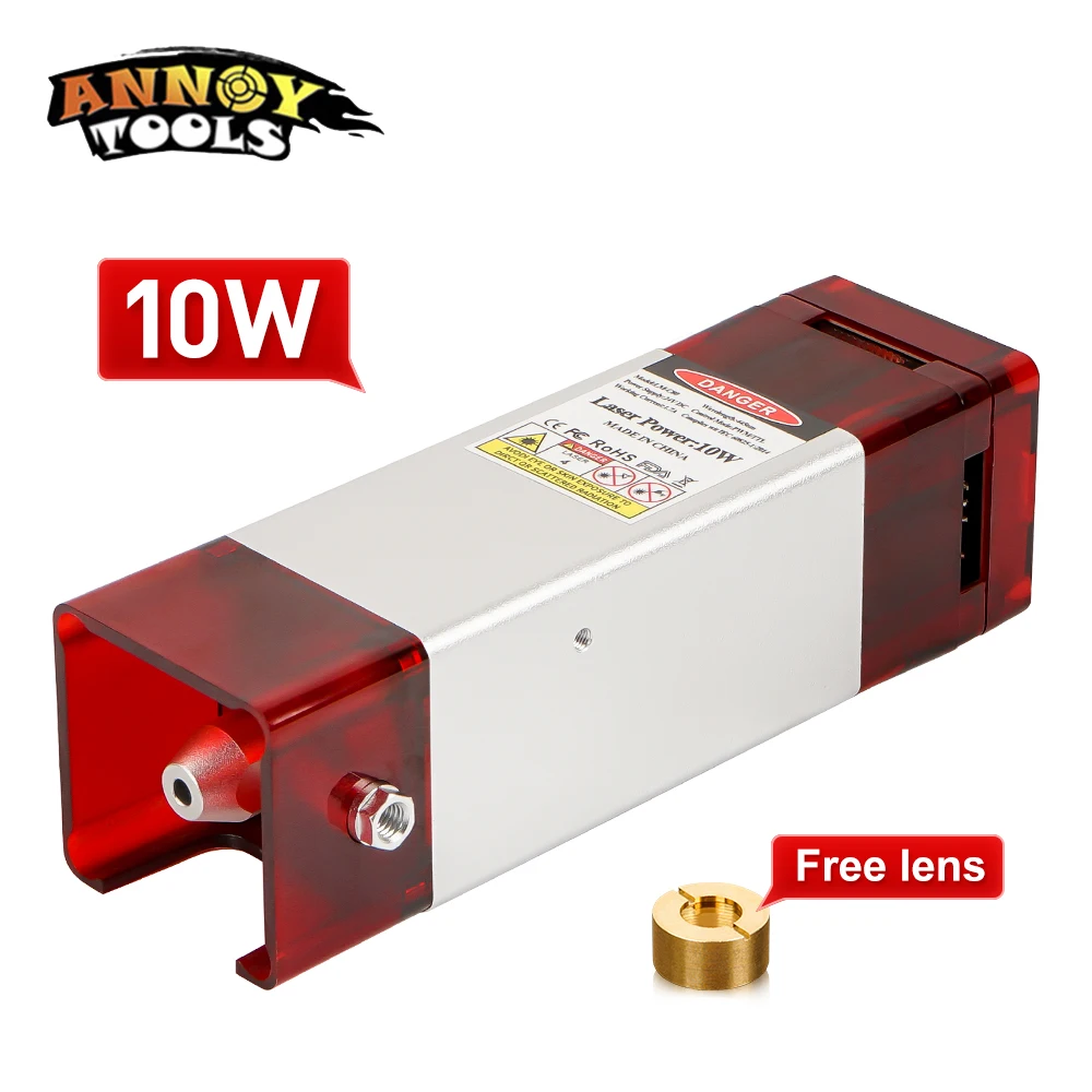 

10W Laser Module with Air Assist Laser Head 445nm TTL PWM Engraving Metal Cutting Wood Machine Tool Compressed Spot Technology