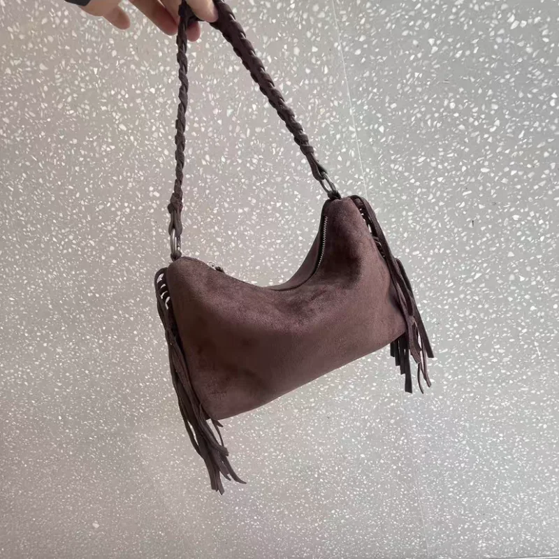 

Брендовые дизайнерские сумки Модные ретро сумки через плечо Новые элегантные женские сумки с кисточками Универсальная высококачественная однотонная сумка