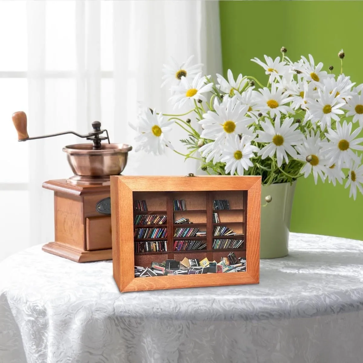 

Bookshelf Decor Anxiety Bookshelf Home Desktop Decoration Stress Reliever Fidget Miniature Wooden Bookshelf Handmade Wooden Orna