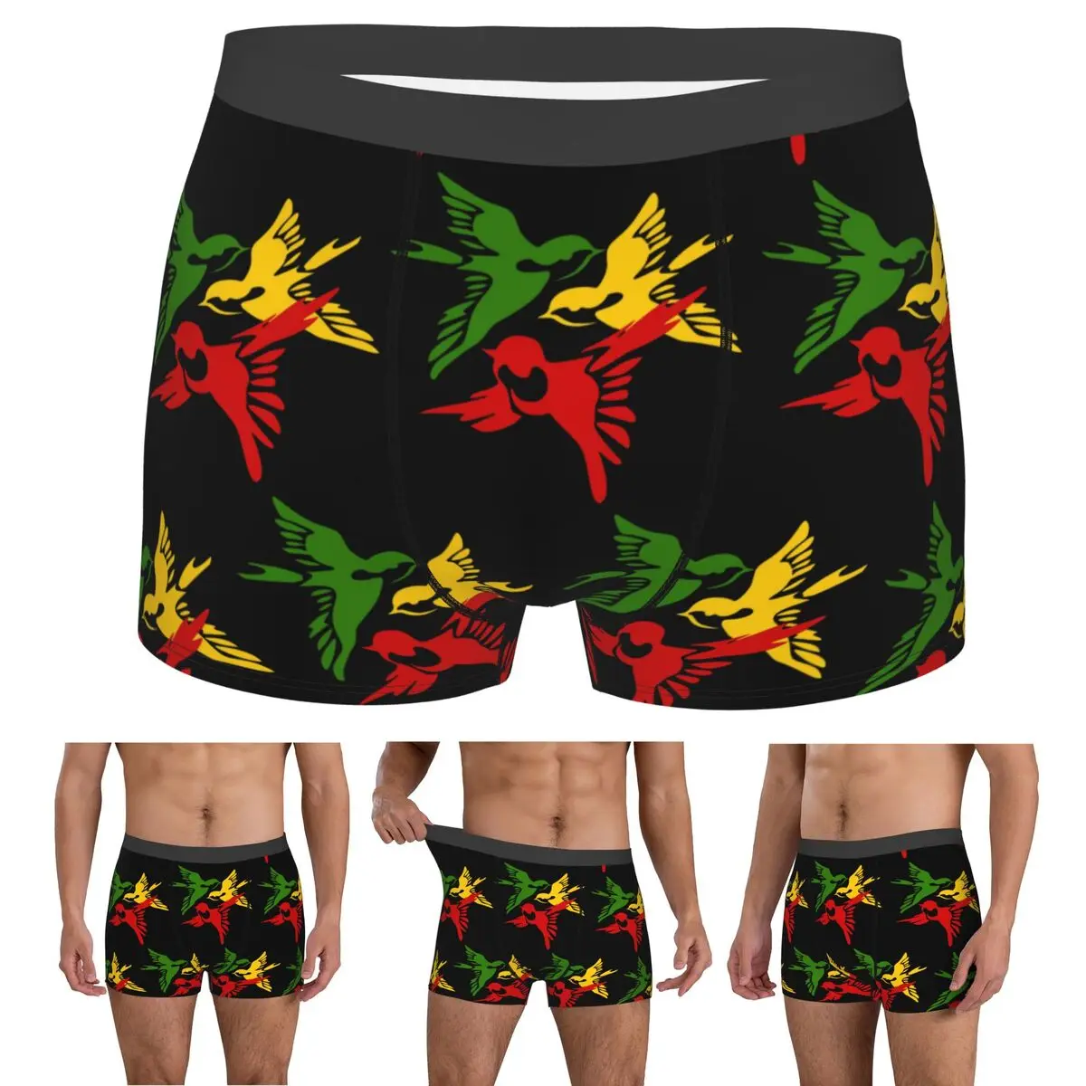 Boxer Underpants Shorts Kawaii Three Little Birds Reggae Panties Men's Comfortable Underwear for Homme Man Boyfriend Gift