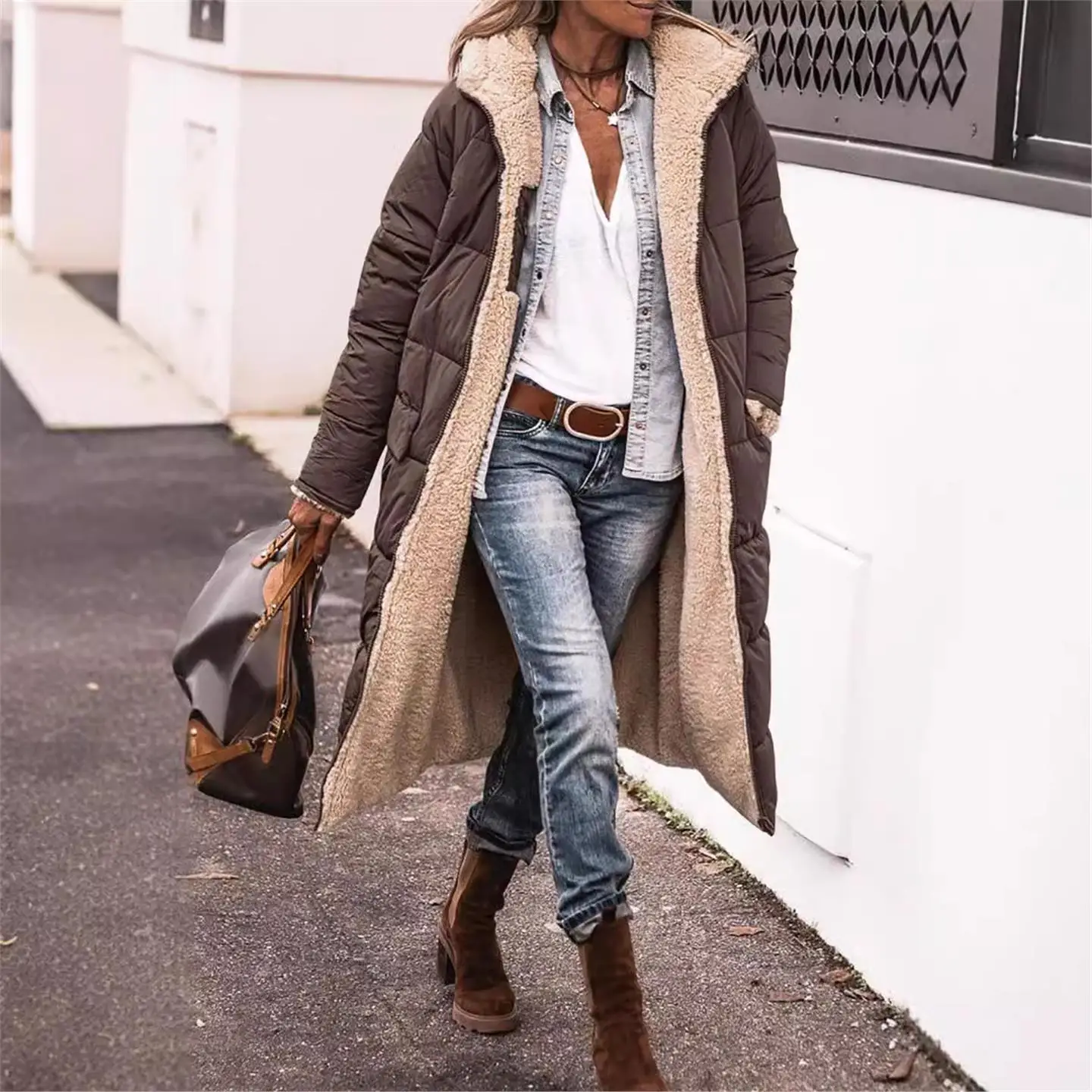 

Double-Sided Wear Long Sve Hooded Pure Color Cardigan Coat Ele Aosphere Slim Fit Women's Cotton Spring Autumn Jaet