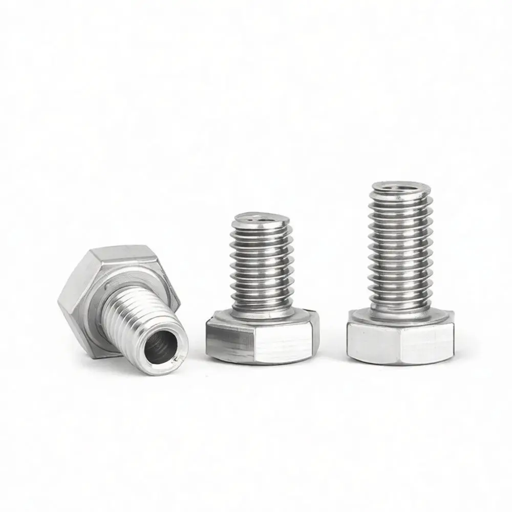 High Strength A2 70 Stainless Steel Hexagon Head Bolt Hollow Center Threaded Screw For Cable Routing Industrial Machine Parts