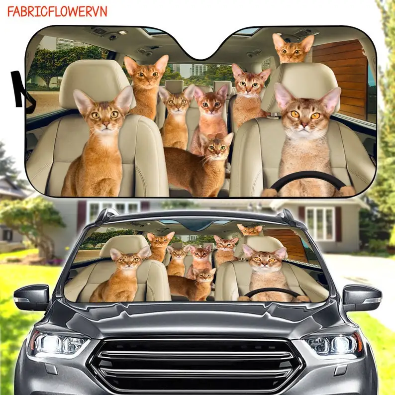 

Abyssinian Cat Car Sunshade, Abyssinian Cat Car Decoration, Cat Windshield, Cat Lovers Gift, Cat Car Sunshade, Gift For Mom, Gif