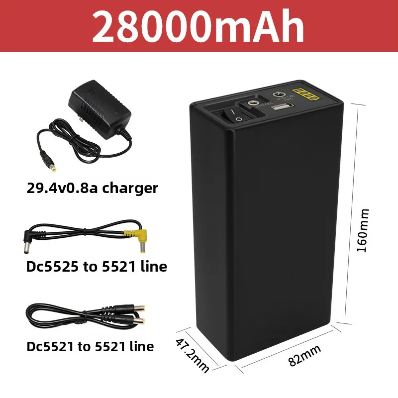 For 18650 YISENNENG 12V5V24V 28000MAH Lithium Battery Large Capacity Core Small Size Backup Power Supply LED