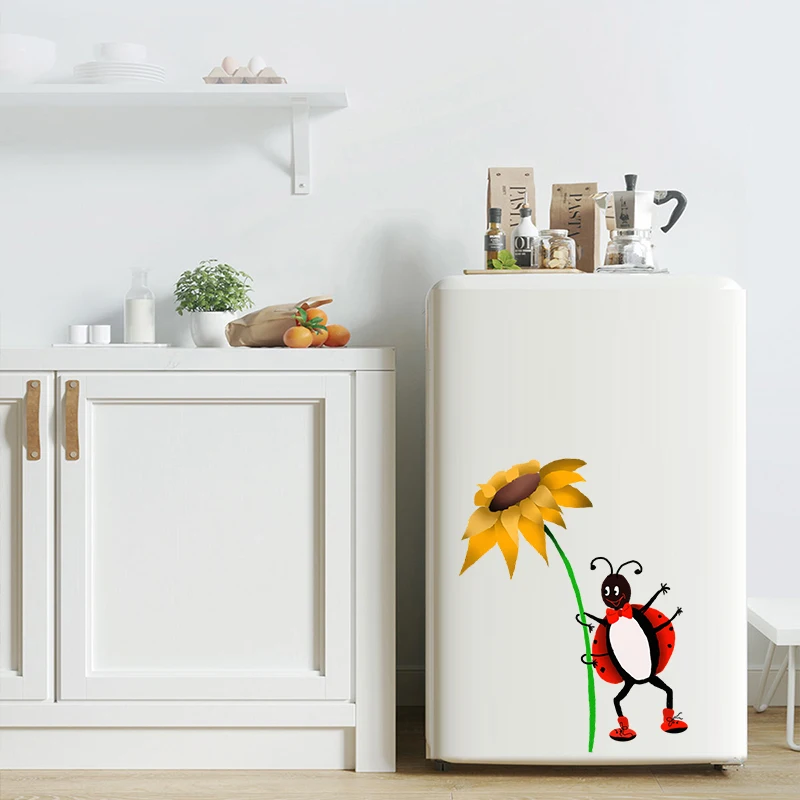 T332# Cute Ladybug Cartoon Sticker Children\'s Bedroom Refrigerator Home Decoration Decals