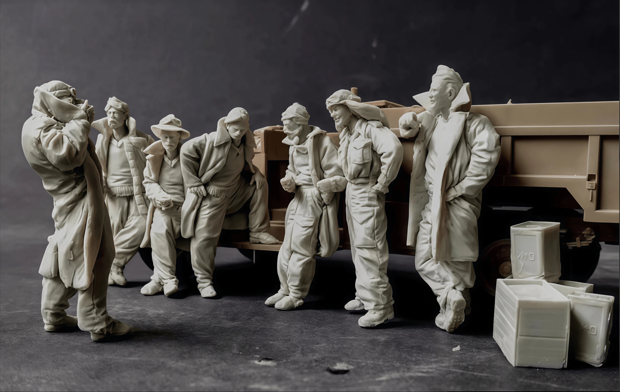 

1: 35 Resin Model Kit with 7 Soldiers, Unpainted, Needs To Be Assembled