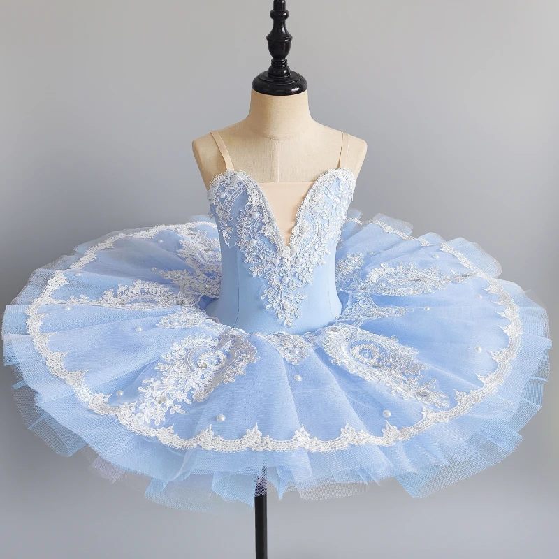

Girl Professional Ballet Tutu Dance Dress Performance Costume Kids Ballerina Dancewear white Swan Lake Pancake Princess Dresses