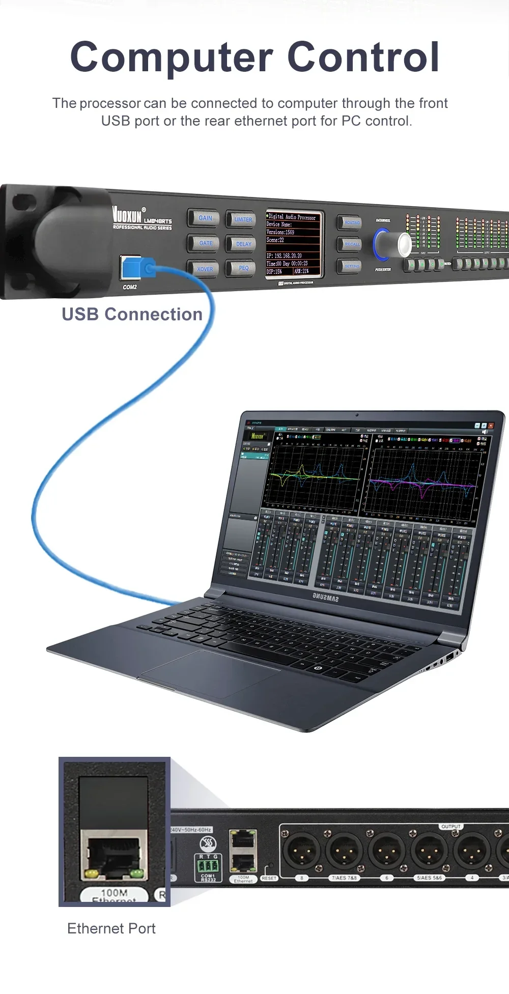 

2025/LM848RT linear array system Speaker Management System remote control, RS232, TCP/IP Control