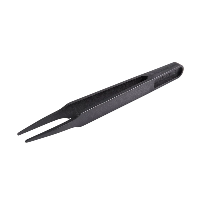 Hot SV-Industries Round Tip Straight Plastic Anti-Static Tweezers Black 10Pcs