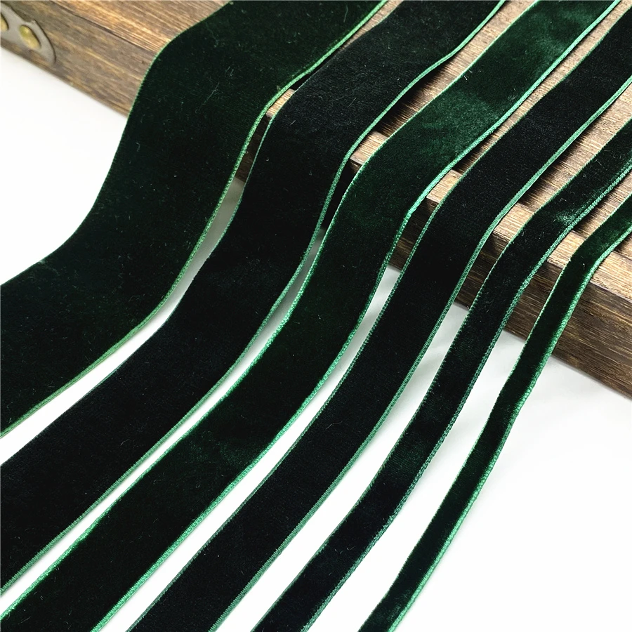 6-38mm Dark Green Velvet Ribbon Christmas Ribbon Jewelry Display Packaging Flower Gift Packaging Bow DIY Party Decoration