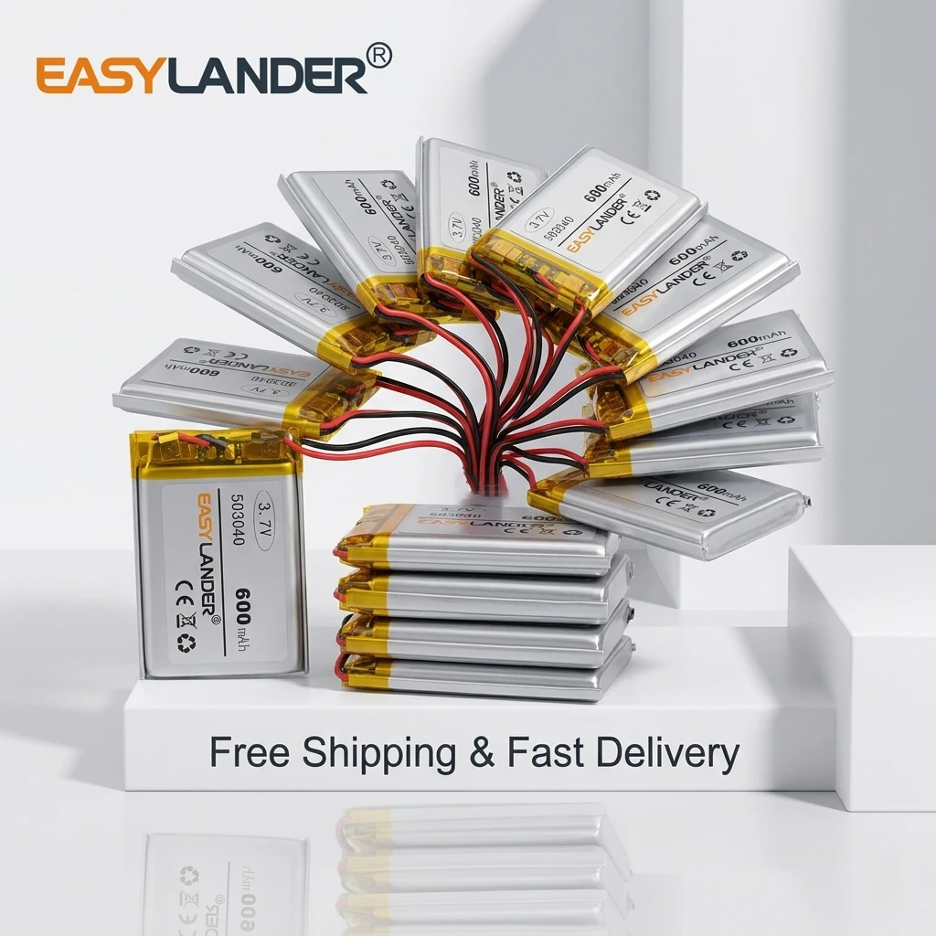 

3.7V 600mAh 503040 Rechargeable Li-ion Polymer Battery for Car Video Recorder Dashboard Camera Bluetooth Speaker