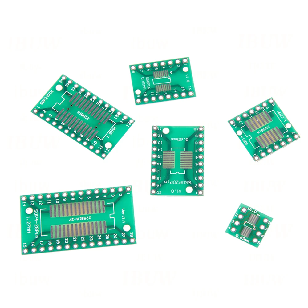 30 peças kit de placa pcb sop24 sop8 sop14 sop16 sop20 sop28 smd virar para dip adaptador conversor placa sop 8 14 16 20 24 28
