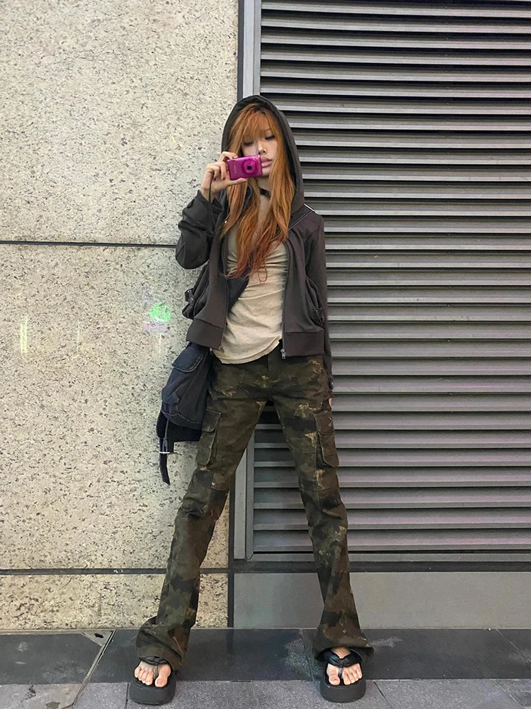 

Cleanfit Camouflage Bell Bot Jeans Men's Women's High Street Structured Workwear Slim Fit Pants Straight Leg Trousers