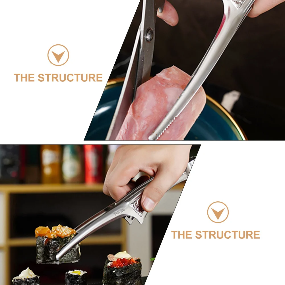 

304 Stainless Steel Food Tong Barbecue Clamp Heat-Resistance Steak Cooking Clips Bread Tong Kitchen Gadgets Buffet Party