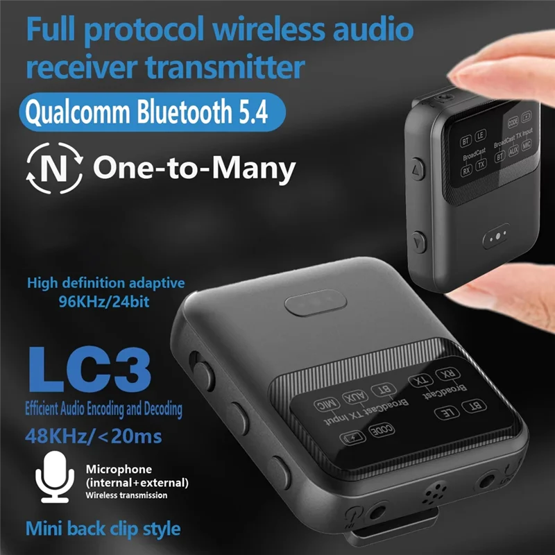 A32T-Bluetooth 5.4 Audio Receiver Transmitter Audio Adapter Audio Adapter Wireless Stereo Music With Mic