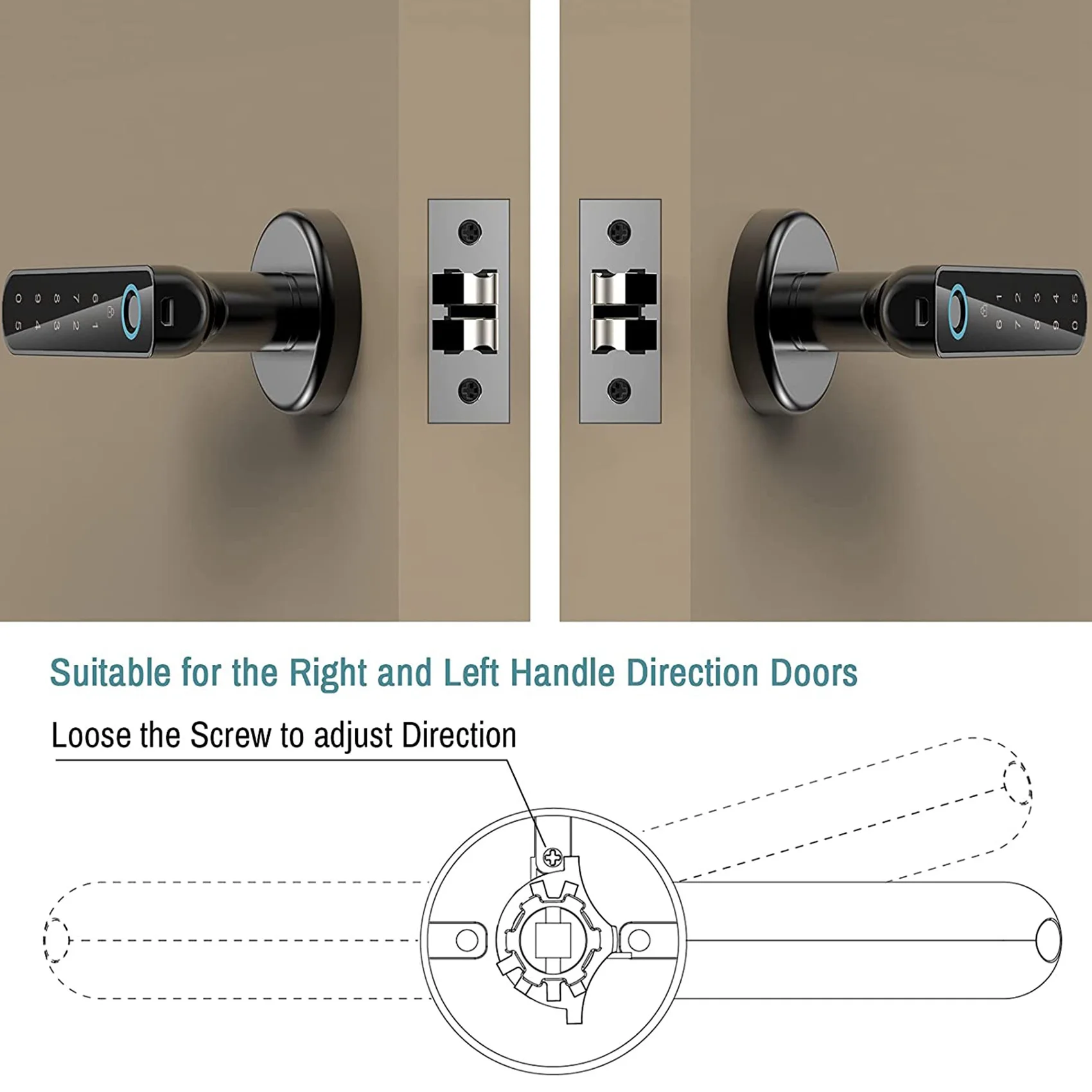 Fingerprint Door Lock,Keyless Entry Door Lock with Handle, Passcodes,Fingerprint,And Keys Unlock,Easy to Install