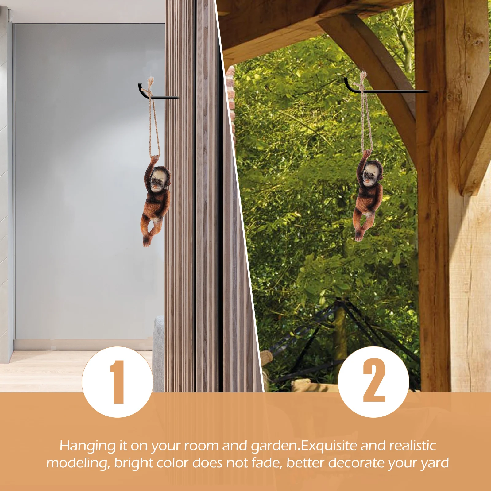 

3D Resin Monkey Statue Small Ornament Hanging Sculpture Yard Decoration Tree Decor Figure Backyard Patio Home