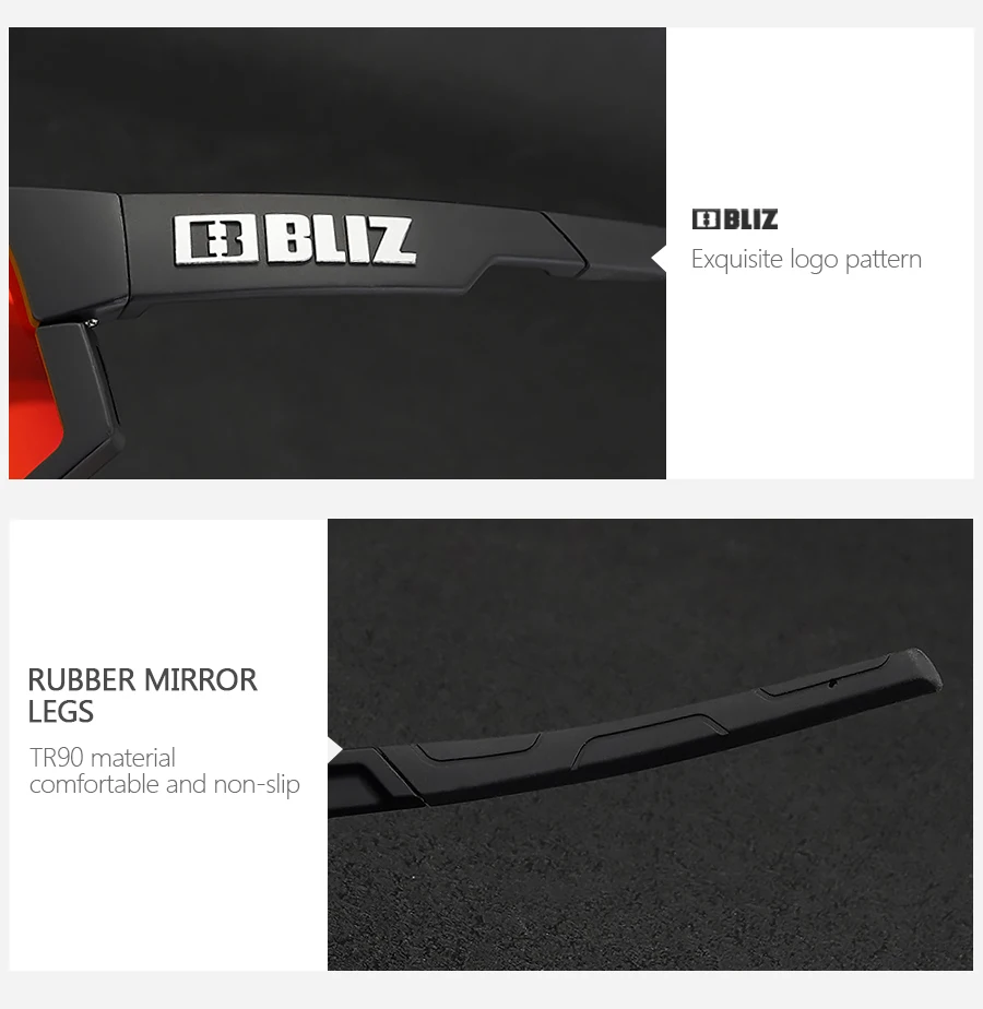 B Bliz Polarisierte MTB-Fahrrad-Sonnenbrille für Herren und Damen, Sport, modisch, UV400-Brille, Mountainbike, Rennrad, Reiten, Sonnenbrille, 3-Gläser – Detail 9