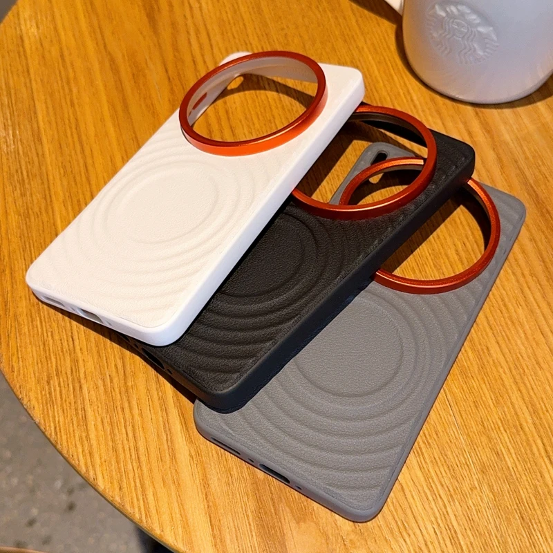 Etui na Vivo X200 X200S Pro Mini Ultra Magnetyczne Wzorzyste Skórzane Pomarańczowe Ochrona Obiektywu Miękki TPU Tył