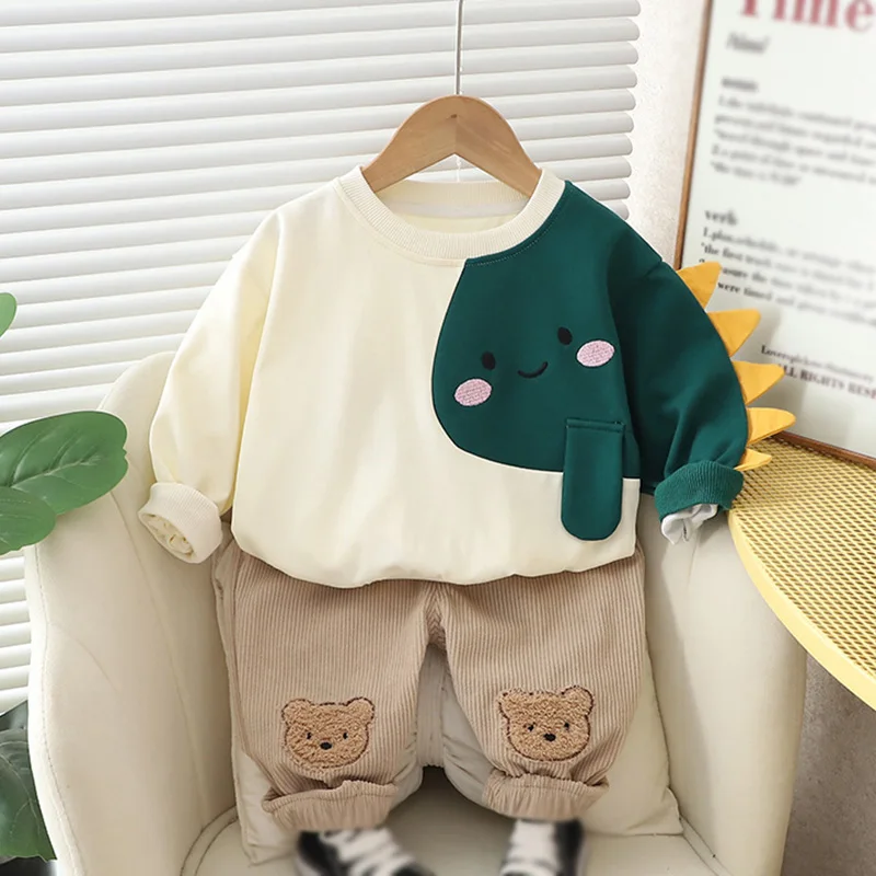 Spring Fall Child Baby Boys Clothes Sets Children\'s Suit Kids Long-sleeved Cartoon Cotton Sweatshirt Pants Fall Clothing Outfit