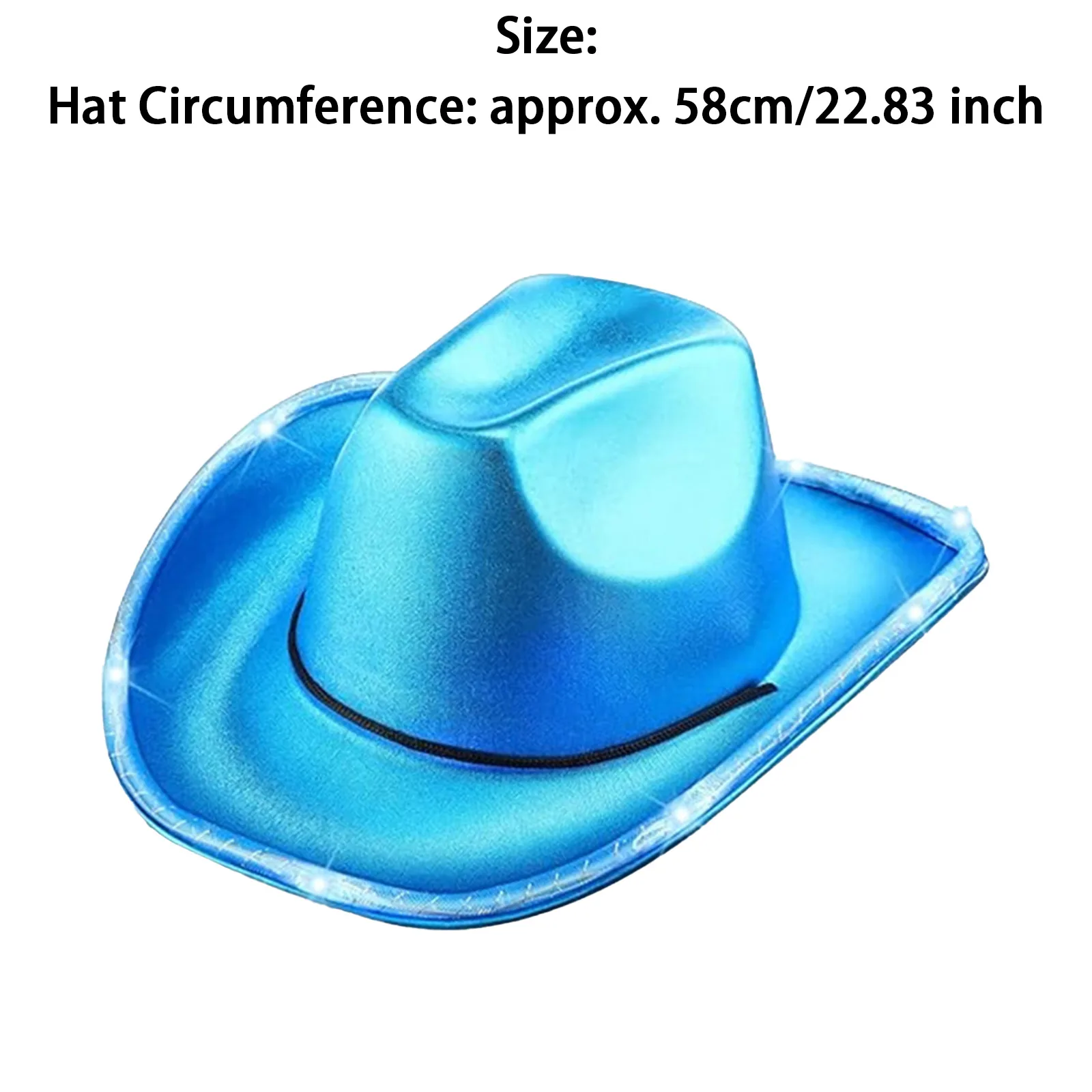1Pc Unisex Women Men Wide Brim Halloween Gilded Cloth Illuminated Cowboy Hat Costume Accessory Party Supply for Masquerade
