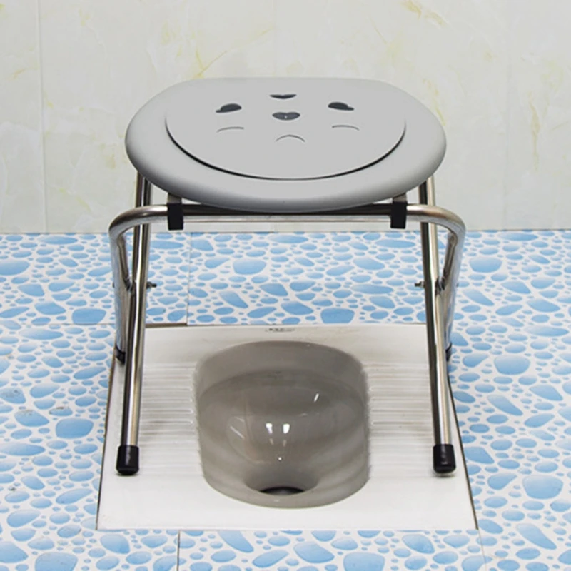 Portable Toilet for Seat Stainless Steel Commode Chair Foldable Heavy Duty for Elders Pregnant Woman Removable Impaired Dropship