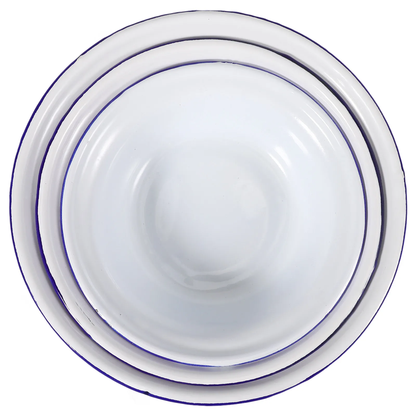 

Набор из 3 винтажных эмалированных мисок: для супа, лапши, салата, теста, хранения продуктов, декоративного использования.