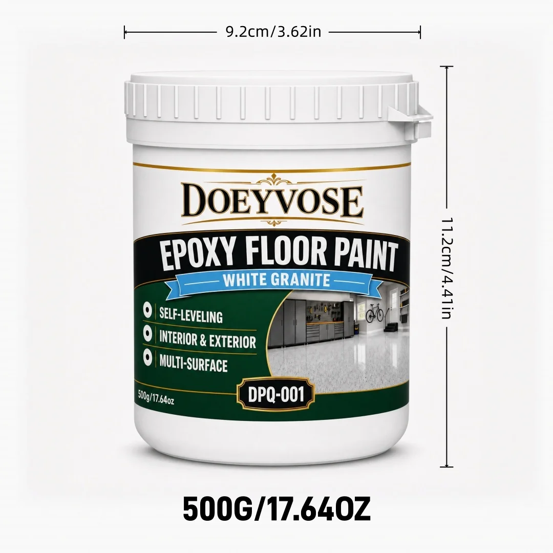 500g Epoxy Floor Paint White Granite Self‑Leveling Interior Exterior Coating