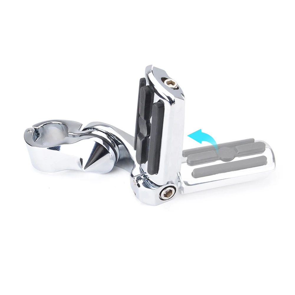 Short Angled Adjustable Highway Foot Pegs Chrome 1.25" 32 mm Peg Mount For Harley Davidson Highway Crash Bar Motorcycle