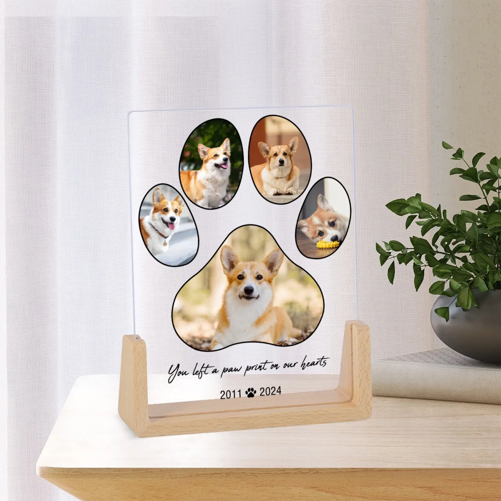 Custom Pet Photo Acrylic Plaque Cat Dog Loss Memorial Gift Desktop Display Picture Frames for Pet Owner Dog Dad Bereavement Gift